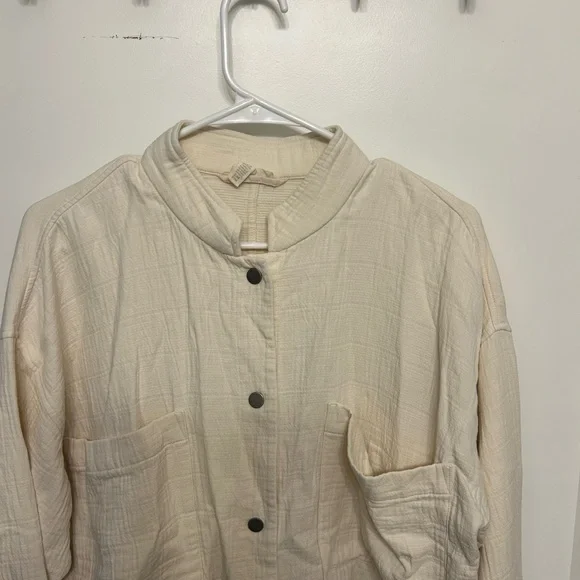 Eileen Fisher Mandarin Collar Channel Snap Jacket